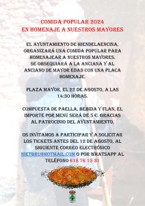 Comida popular en homenaje a nuestros mayores: 22 de Agosto en Hiendelaencina