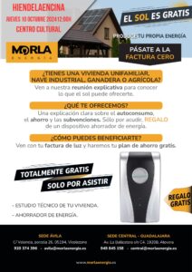 Reunión explicativa energía solar – 10 octubre a las 12:00 en Hiendelaencina