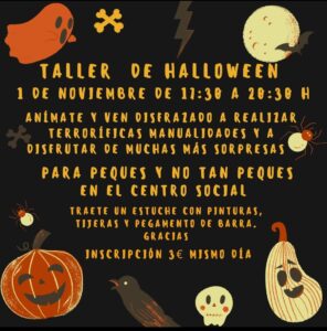 Taller Halloween Hiendelaencina 2024. 1 de Noviembre de 17:30 a 20:30