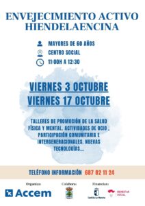 Envejecimiento Activo Hiendelaencina – 3 y 7 de Octubre