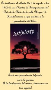 Presentación del libro: Sentimientos. 8 de Agosto